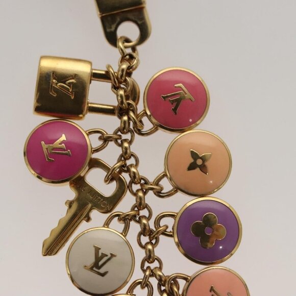 LOUIS VUITTON Monogram Porte Cles Pastille Key Holder Gold - Picture 12 of 14